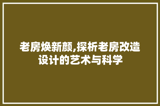 老房焕新颜,探析老房改造设计的艺术与科学