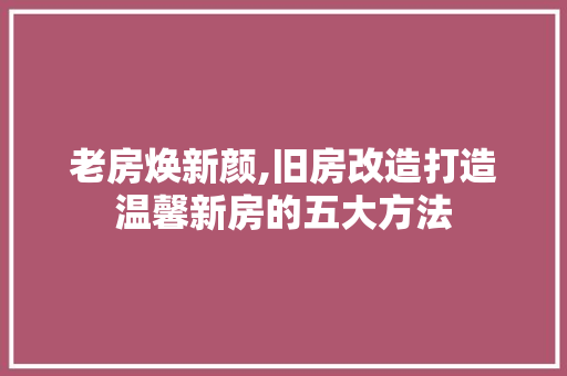 老房焕新颜,旧房改造打造温馨新房的五大方法