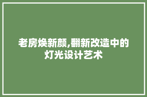 老房焕新颜,翻新改造中的灯光设计艺术