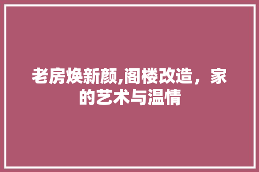 老房焕新颜,阁楼改造，家的艺术与温情