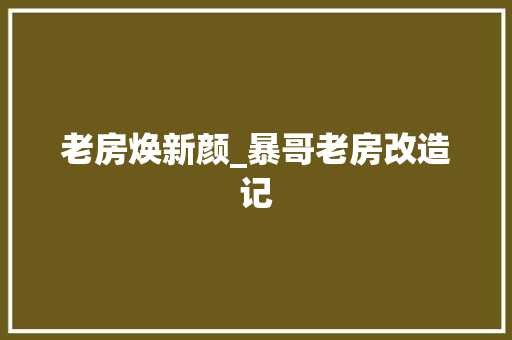 老房焕新颜_暴哥老房改造记