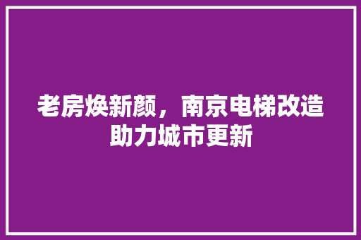 老房焕新颜，南京电梯改造助力城市更新