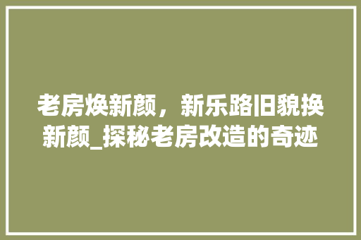 老房焕新颜，新乐路旧貌换新颜_探秘老房改造的奇迹