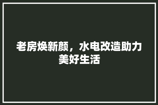 老房焕新颜，水电改造助力美好生活 厨房维修