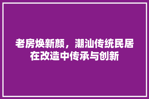 老房焕新颜，潮汕传统民居在改造中传承与创新