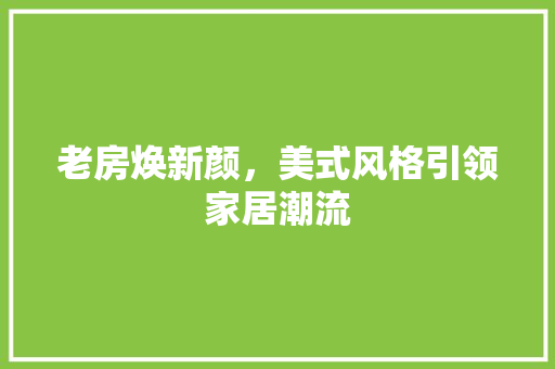 老房焕新颜，美式风格引领家居潮流