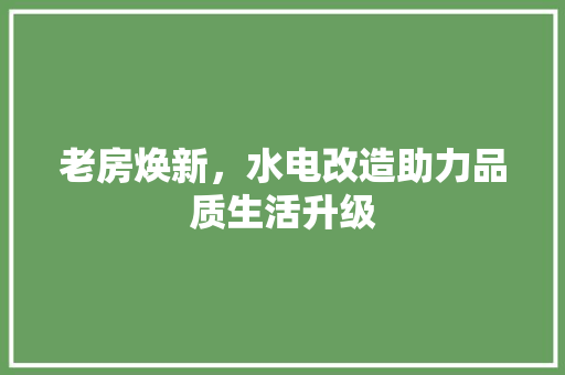 老房焕新，水电改造助力品质生活升级