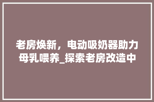 老房焕新，电动吸奶器助力母乳喂养_探索老房改造中的育儿新选择