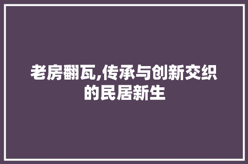 老房翻瓦,传承与创新交织的民居新生