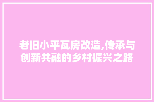 老旧小平瓦房改造,传承与创新共融的乡村振兴之路