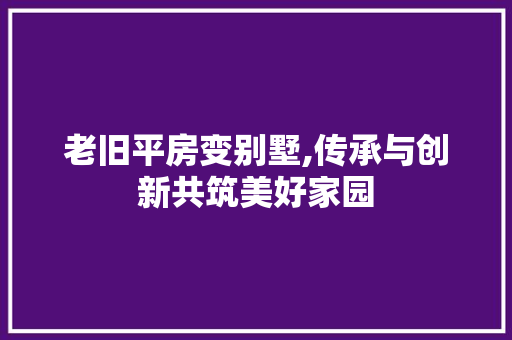 老旧平房变别墅,传承与创新共筑美好家园
