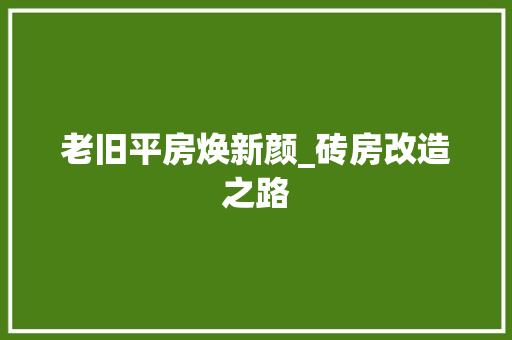 老旧平房焕新颜_砖房改造之路