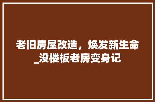 老旧房屋改造，焕发新生命_没楼板老房变身记