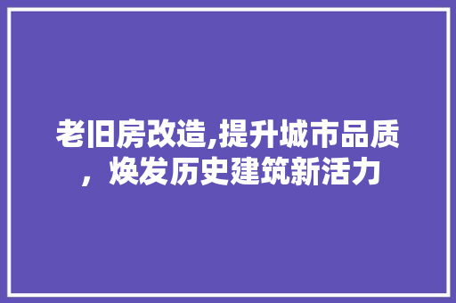老旧房改造,提升城市品质，焕发历史建筑新活力