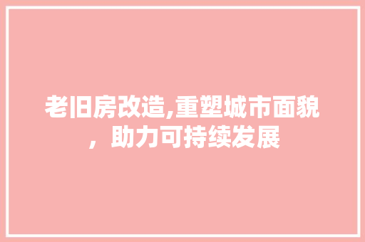 老旧房改造,重塑城市面貌，助力可持续发展