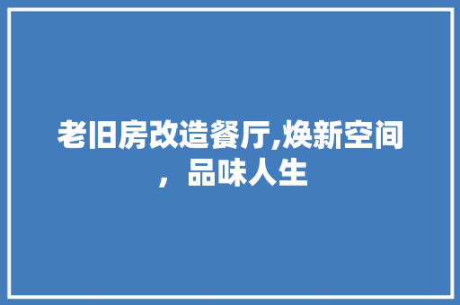 老旧房改造餐厅,焕新空间，品味人生