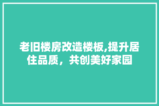 老旧楼房改造楼板,提升居住品质，共创美好家园