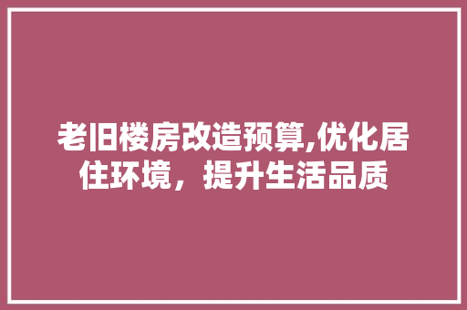 老旧楼房改造预算,优化居住环境，提升生活品质 墙体维修
