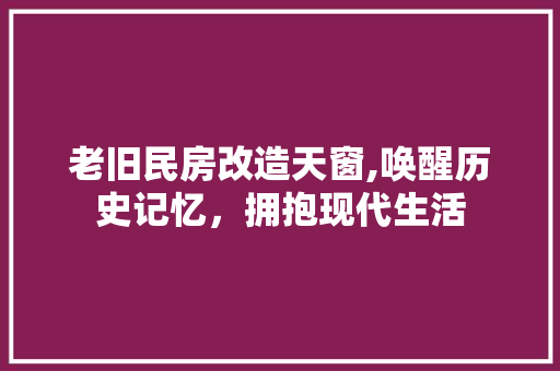 老旧民房改造天窗,唤醒历史记忆，拥抱现代生活