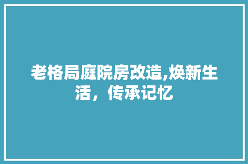 老格局庭院房改造,焕新生活，传承记忆