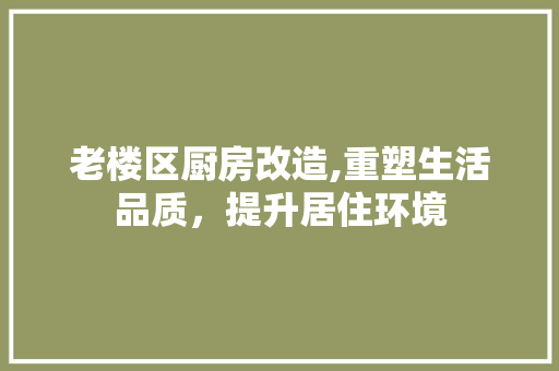 老楼区厨房改造,重塑生活品质，提升居住环境