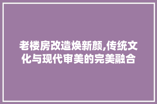 老楼房改造焕新颜,传统文化与现代审美的完美融合