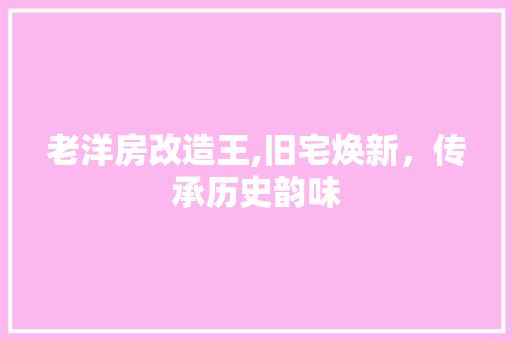 老洋房改造王,旧宅焕新，传承历史韵味