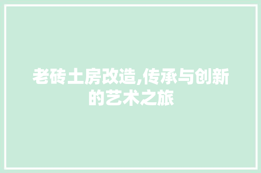 老砖土房改造,传承与创新的艺术之旅
