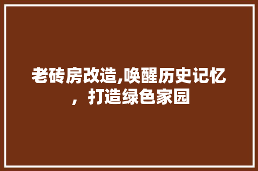 老砖房改造,唤醒历史记忆，打造绿色家园