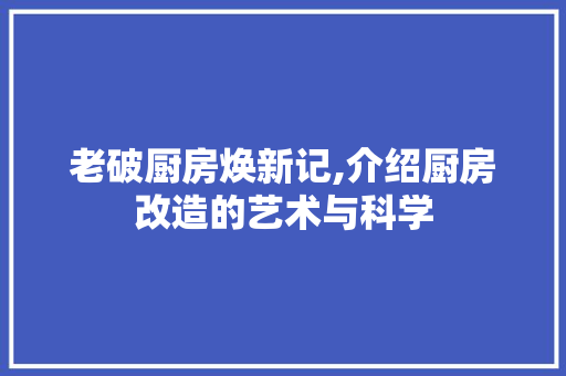 老破厨房焕新记,介绍厨房改造的艺术与科学