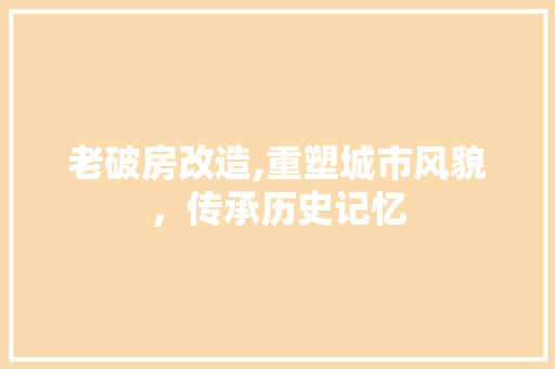 老破房改造,重塑城市风貌，传承历史记忆