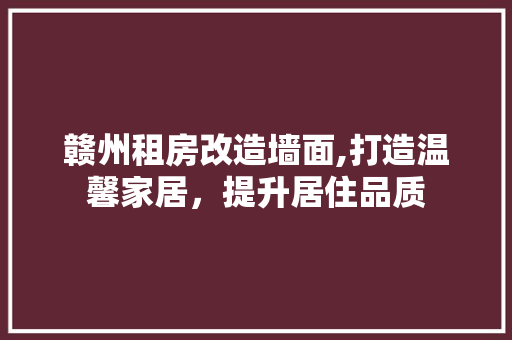 赣州租房改造墙面,打造温馨家居，提升居住品质