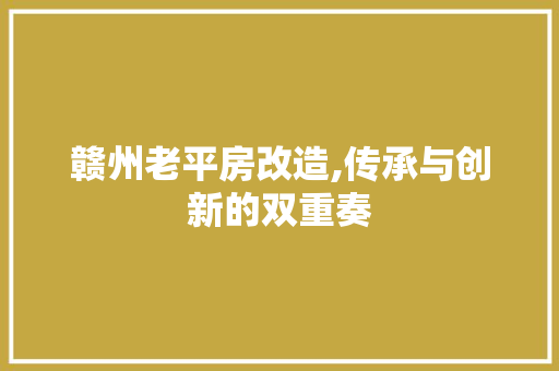 赣州老平房改造,传承与创新的双重奏