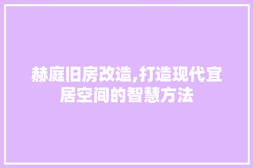 赫庭旧房改造,打造现代宜居空间的智慧方法 厨房维修