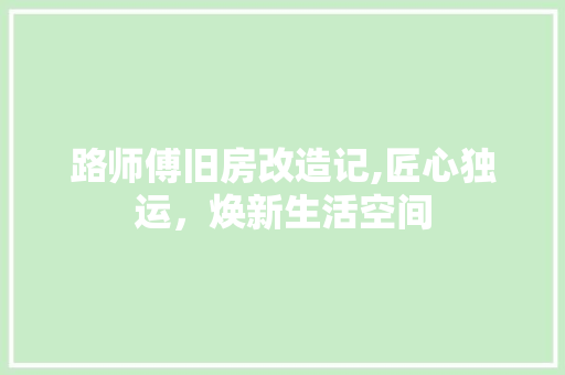 路师傅旧房改造记,匠心独运，焕新生活空间