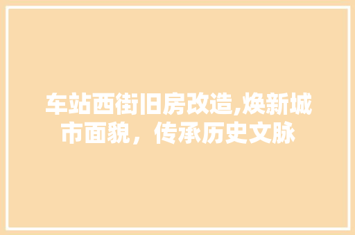 车站西街旧房改造,焕新城市面貌，传承历史文脉