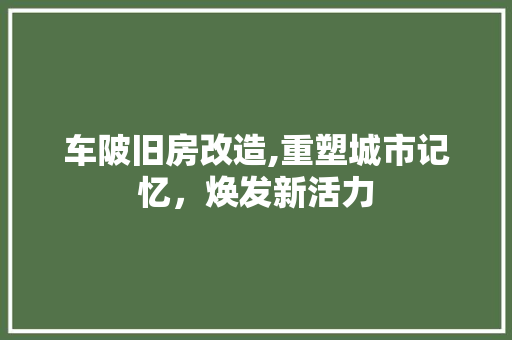 车陂旧房改造,重塑城市记忆，焕发新活力