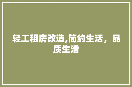 轻工租房改造,简约生活，品质生活