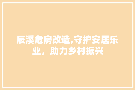辰溪危房改造,守护安居乐业，助力乡村振兴