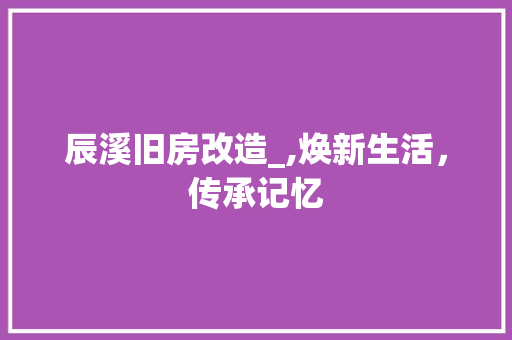 辰溪旧房改造_,焕新生活，传承记忆