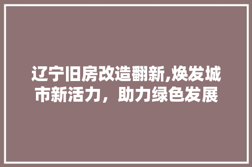 辽宁旧房改造翻新,焕发城市新活力，助力绿色发展 户内维修
