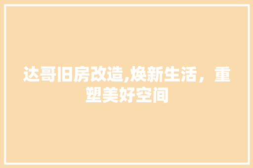 达哥旧房改造,焕新生活，重塑美好空间