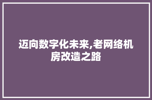 迈向数字化未来,老网络机房改造之路