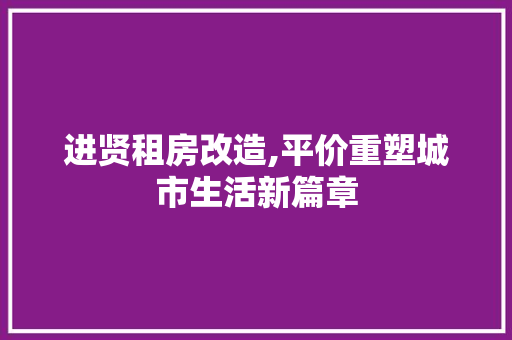 进贤租房改造,平价重塑城市生活新篇章