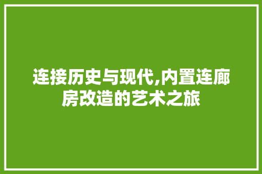 连接历史与现代,内置连廊房改造的艺术之旅