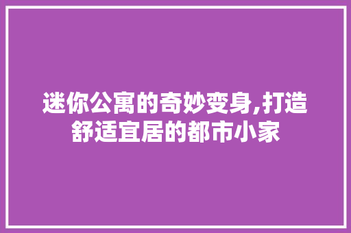 迷你公寓的奇妙变身,打造舒适宜居的都市小家