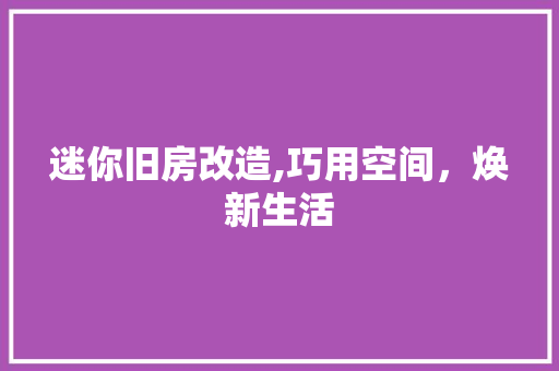 迷你旧房改造,巧用空间，焕新生活