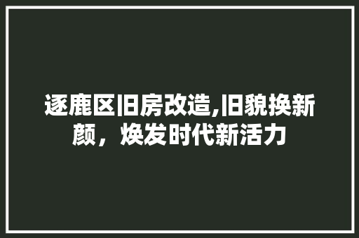 逐鹿区旧房改造,旧貌换新颜，焕发时代新活力