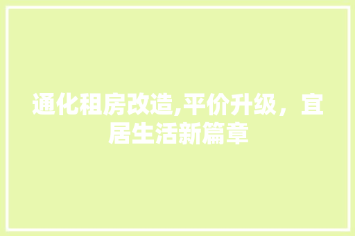 通化租房改造,平价升级，宜居生活新篇章