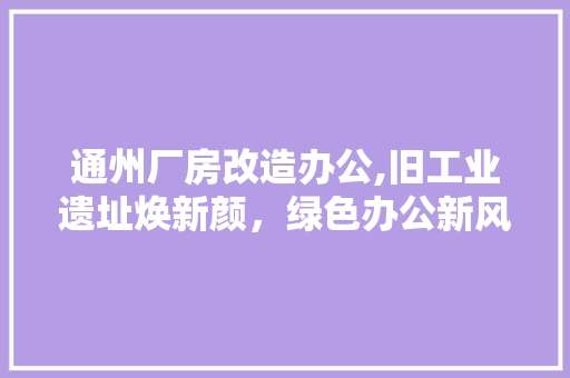 通州厂房改造办公,旧工业遗址焕新颜，绿色办公新风尚